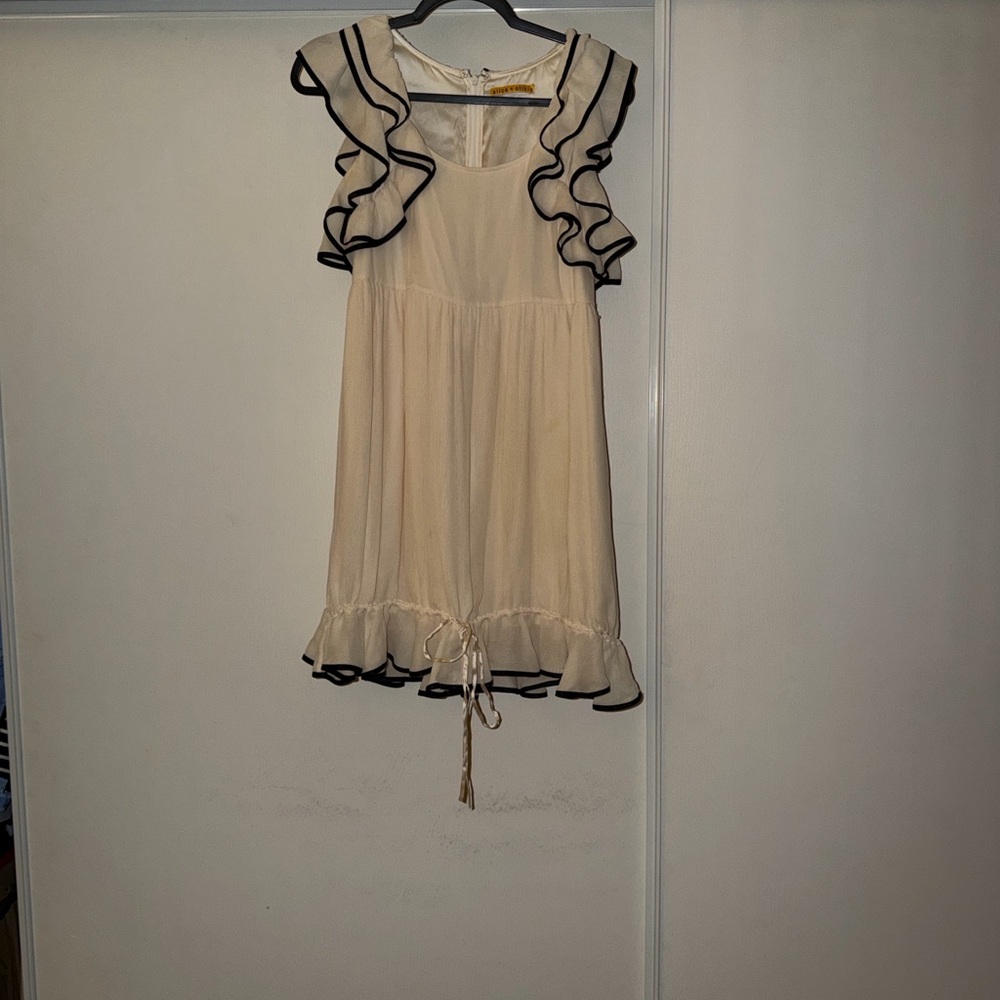 Alice + Olivia Cream Dress with Black Trim